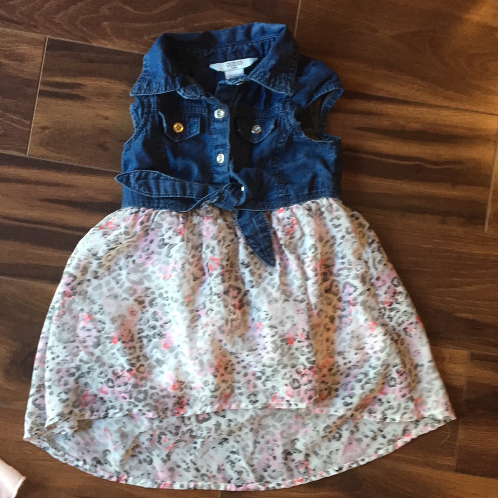 Guess chiffon leopard and Jean too dress. Hi low